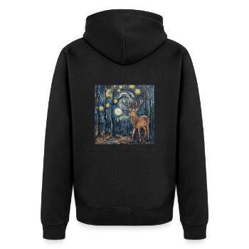 Cerf, Van Gogh, nuit étoilée, cadeau - Veste à capuche bio Premium Unisexe - noir - Dos - Nico (187cm)