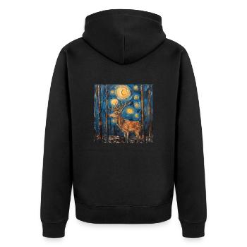 Cerf, Van Gogh, nuit étoilée, cadeau - Veste à capuche bio Premium Unisexe - noir - Dos - Nico (187cm)