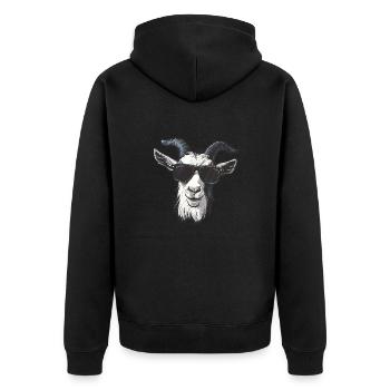 Ziege Goat Sonnenbrille - Unisex Premium Bio Zip Hoodie - Schwarz - Hinten - Nico (187cm)