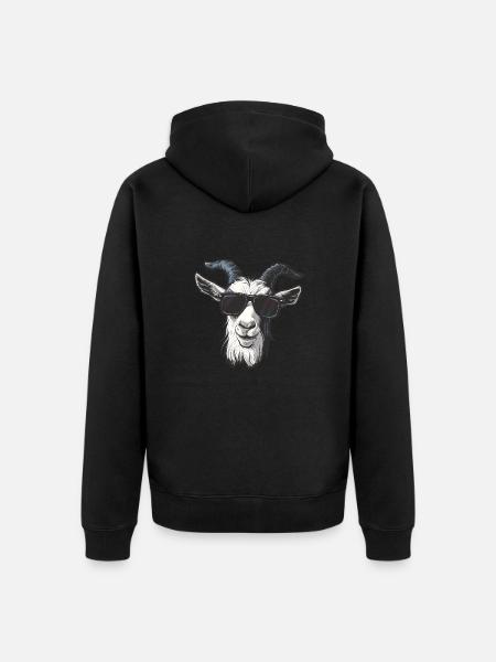 Ziege Goat Sonnenbrille - Unisex Premium Bio Zip Hoodie - Schwarz