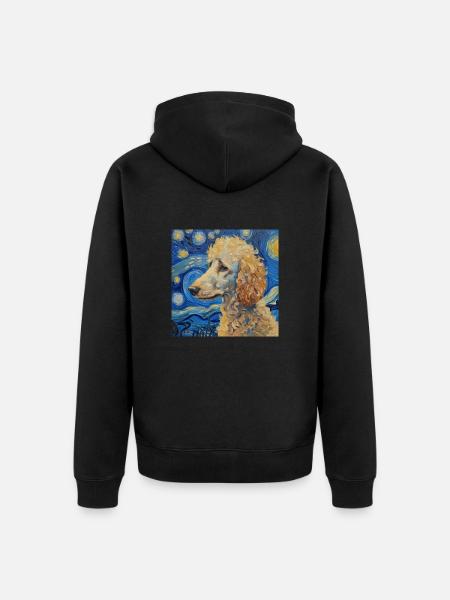 Poodle Van Gogh Gift - Unisex Premium Organic Zip Hoodie - black