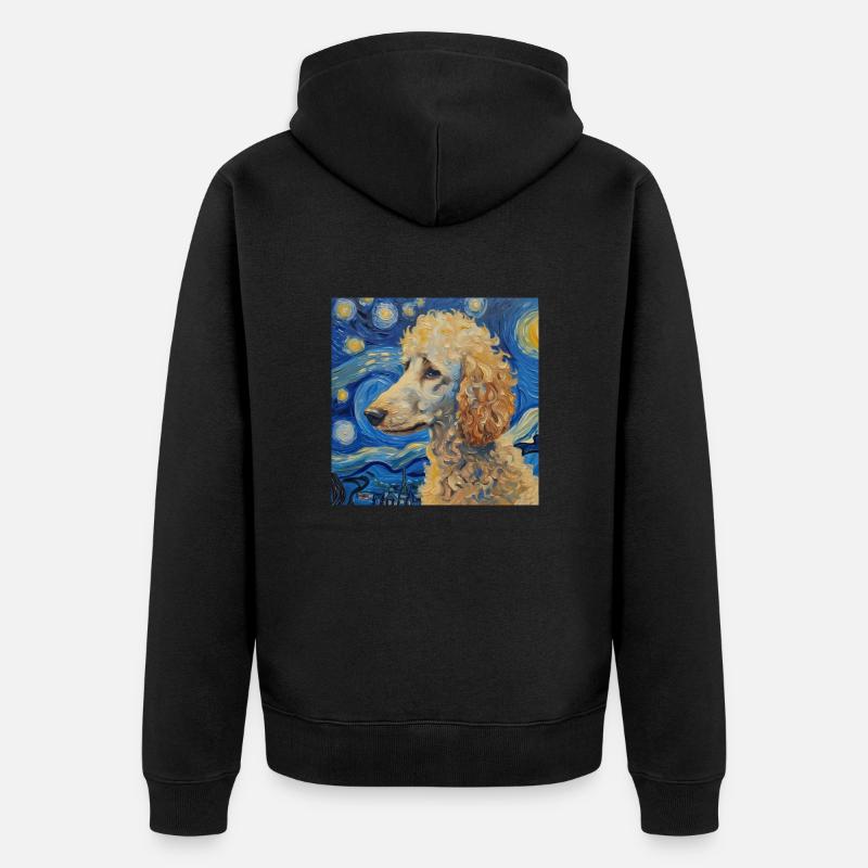 Caniche Van Gogh cadeau - Veste à capuche bio Premium Unisexe - noir