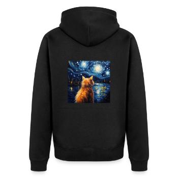Katze, katzenmotiv - Unisex Premium Bio Zip Hoodie - Schwarz - Hinten - Nico (187cm)