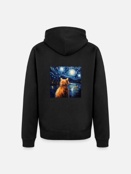 Cat, Cat Motif - Unisex Premium Organic Zip Hoodie - black