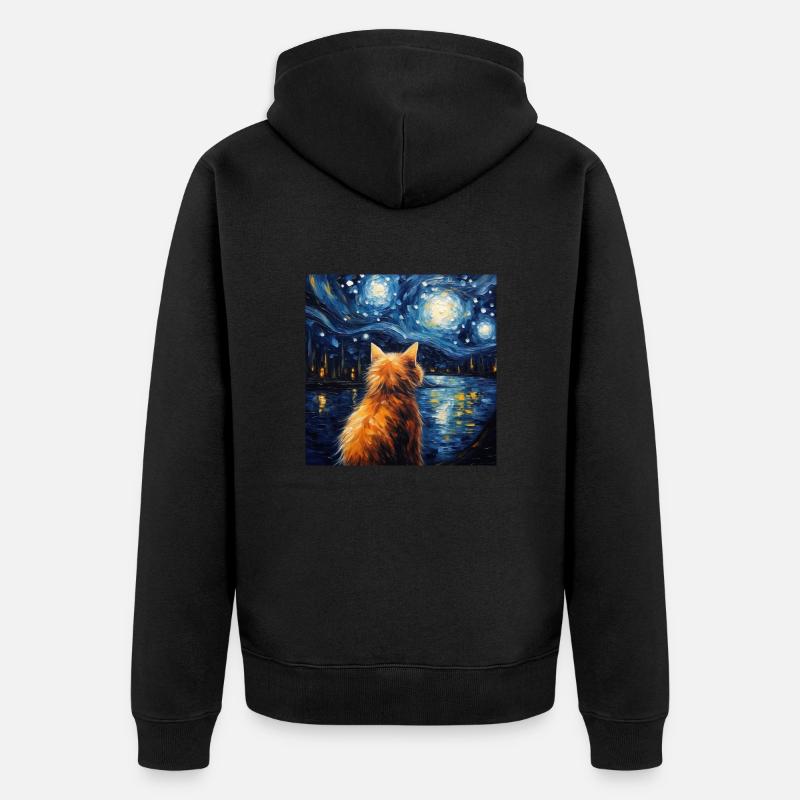 Chat, Motif De Chat - Veste à capuche bio Premium Unisexe - noir