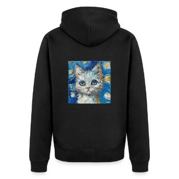 Chat, Motif De Chat - Veste à capuche bio Premium Unisexe - noir - Dos - Nico (187cm)