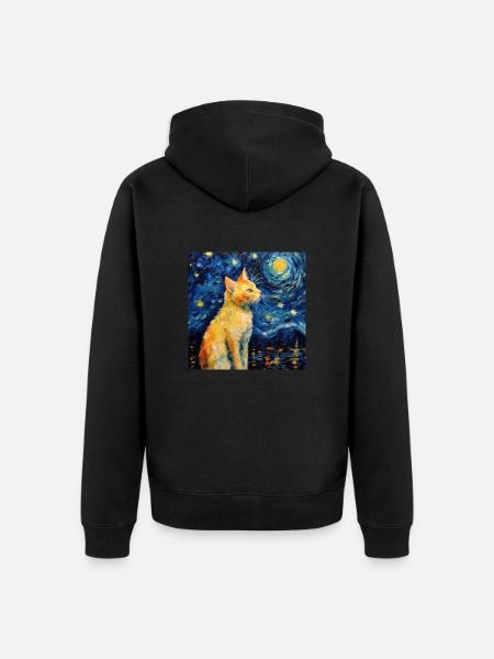 Cat, Cat Motif - Unisex Premium Organic Zip Hoodie - black