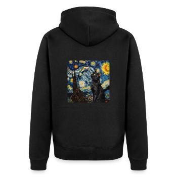 Katze, katzenmotiv - Unisex Premium Bio Zip Hoodie - Schwarz - Hinten - Nico (187cm)