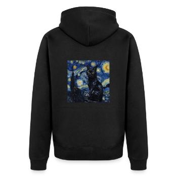 Katze, katzenmotiv - Unisex Premium Bio Zip Hoodie - Schwarz - Hinten - Nico (187cm)