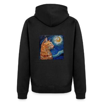 Katze, katzenmotiv - Unisex Premium Bio Zip Hoodie - Schwarz - Hinten - Nico (187cm)