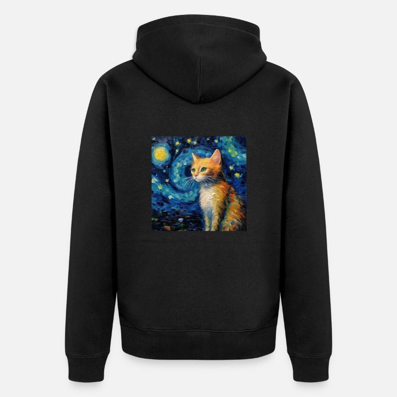 Chat, Motif De Chat - Veste à capuche bio Premium Unisexe - noir