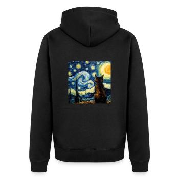 Katze, katzenmotiv - Unisex Premium Bio Zip Hoodie - Schwarz - Hinten - Nico (187cm)