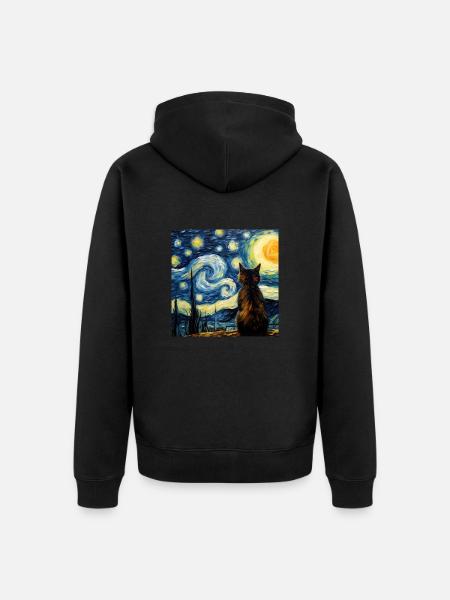 Cat, Cat Motif - Unisex Premium Organic Zip Hoodie - black