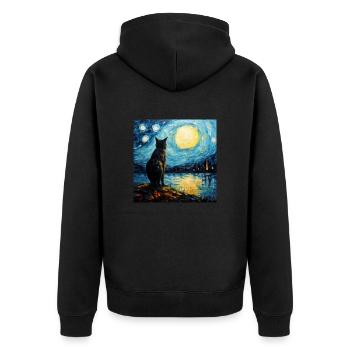 Katze, katzenmotiv - Unisex Premium Bio Zip Hoodie - Schwarz - Hinten - Nico (187cm)