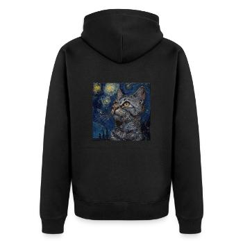 Katze, katzenmotiv, - Unisex Premium Bio Zip Hoodie - Schwarz - Hinten - Nico (187cm)