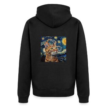 Katze, katzenmotiv - Unisex Premium Bio Zip Hoodie - Schwarz - Hinten - Nico (187cm)