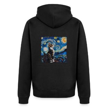 Katze, katzenmotiv - Unisex Premium Bio Zip Hoodie - Schwarz - Hinten - Nico (187cm)