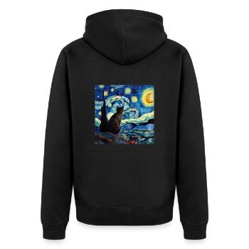 Katze, katzenmotiv - Unisex Premium Bio Zip Hoodie - Schwarz - Hinten - Nico (187cm)