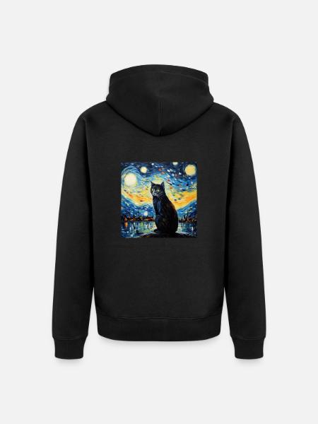 Cat, Cat Motif - Unisex Premium Organic Zip Hoodie - black