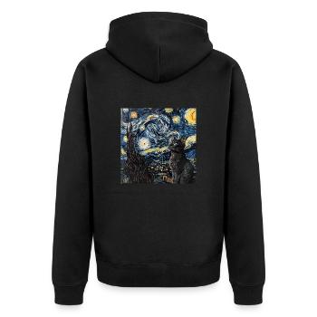 Katze, katzenmotiv - Unisex Premium Bio Zip Hoodie - Schwarz - Hinten - Nico (187cm)
