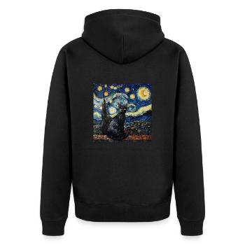 Katze, katzenmotiv - Unisex Premium Bio Zip Hoodie - Schwarz - Hinten - Nico (187cm)