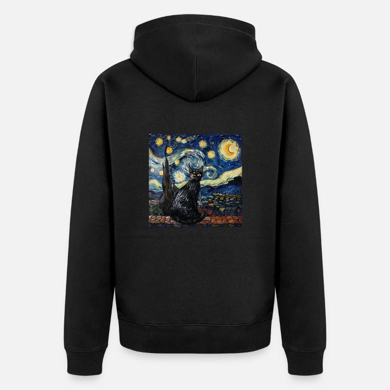 Chat, Motif De Chat - Veste à capuche bio Premium Unisexe - noir