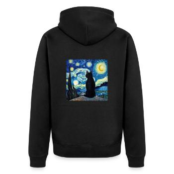Katze, katzenmotiv - Unisex Premium Bio Zip Hoodie - Schwarz - Hinten - Nico (187cm)
