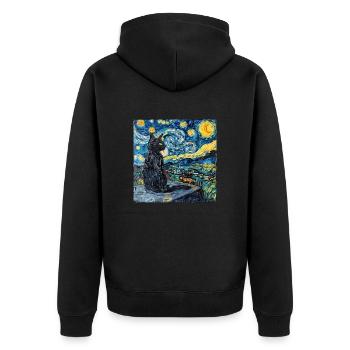 Katze, katzenmotiv - Unisex Premium Bio Zip Hoodie - Schwarz - Hinten - Nico (187cm)