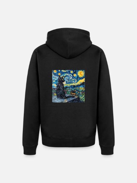 Cat, Cat Motif - Unisex Premium Organic Zip Hoodie - black