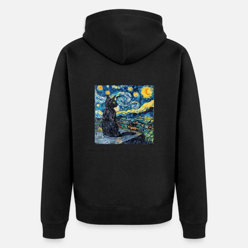 Chat, Motif De Chat - Veste à capuche bio Premium Unisexe - noir