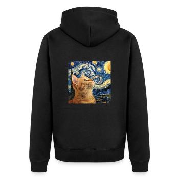 Katze, katzenmotiv - Unisex Premium Bio Zip Hoodie - Schwarz - Hinten - Nico (187cm)