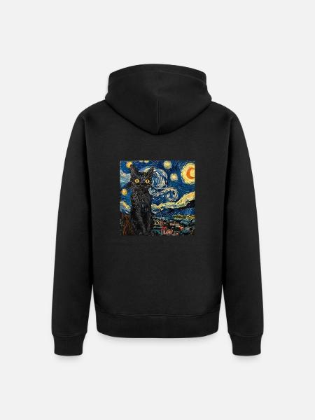 Chat, Motif De Chat - Veste à capuche bio Premium Unisexe - noir