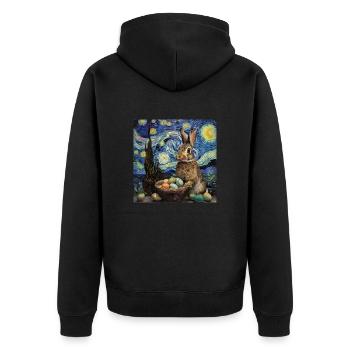 easter bunny, easter, bunny, happy easter, easter eggs - Unisex Premium Organic Zip Hoodie - black - Back - Nico (187cm)