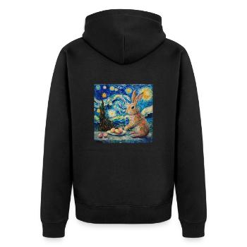 easter bunny, easter, bunny, happy easter, easter eggs - Unisex Premium Organic Zip Hoodie - black - Back - Nico (187cm)