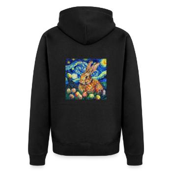 easter bunny, easter, bunny, happy easter, easter eggs - Unisex Premium Organic Zip Hoodie - black - Back - Nico (187cm)