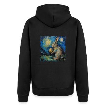 easter bunny, easter, bunny, happy easter, easter eggs - Unisex Premium Organic Zip Hoodie - black - Back - Nico (187cm)