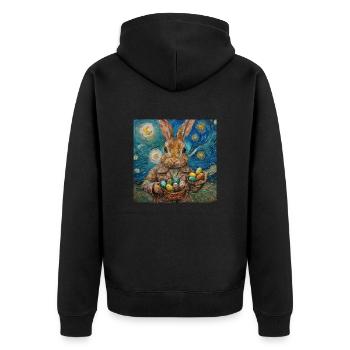 easter bunny, easter, bunny, happy easter, easter eggs - Unisex Premium Organic Zip Hoodie - black - Back - Nico (187cm)