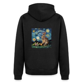 easter bunny, easter, bunny, happy easter, easter eggs - Unisex Premium Organic Zip Hoodie - black - Back - Nico (187cm)