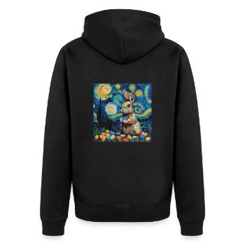 easter bunny, easter, bunny, happy easter, easter eggs - Unisex Premium Organic Zip Hoodie - black - Back - Nico (187cm)