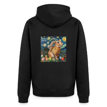 easter bunny, easter, bunny, happy easter, easter eggs - Unisex Premium Organic Zip Hoodie - black - Back - Nico (187cm)