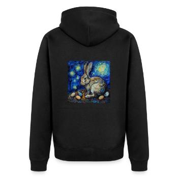 easter bunny, easter, bunny, happy easter, easter eggs - Unisex Premium Organic Zip Hoodie - black - Back - Nico (187cm)