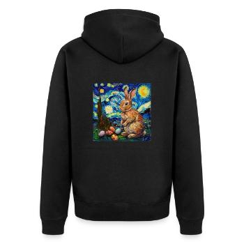 easter bunny, easter, bunny, happy easter, easter eggs - Unisex Premium Organic Zip Hoodie - black - Back - Nico (187cm)