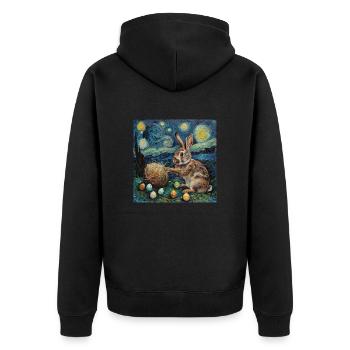 easter bunny, easter, bunny, happy easter, easter eggs, - Unisex Premium Organic Zip Hoodie - black - Back - Nico (187cm)