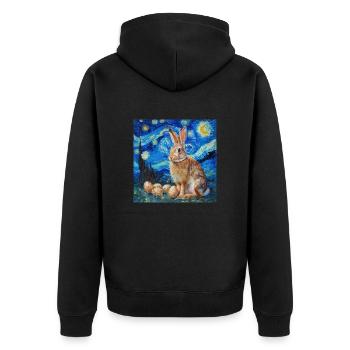 easter bunny, easter, bunny, happy easter, easter eggs - Unisex Premium Organic Zip Hoodie - black - Back - Nico (187cm)