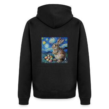 easter bunny, easter, bunny, happy easter, easter eggs, - Unisex Premium Organic Zip Hoodie - black - Back - Nico (187cm)