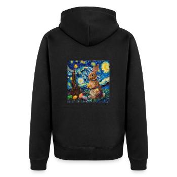 easter bunny, easter, bunny, happy easter, easter eggs - Unisex Premium Organic Zip Hoodie - black - Back - Nico (187cm)