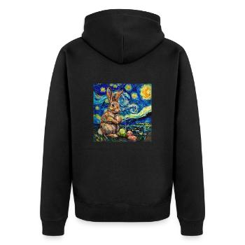easter bunny, easter, bunny, happy easter, easter eggs - Unisex Premium Organic Zip Hoodie - black - Back - Nico (187cm)