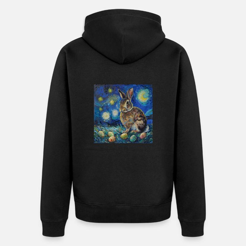 Lapin de Pâques, Pâques, Lapin - Veste à capuche bio Premium Unisexe - noir