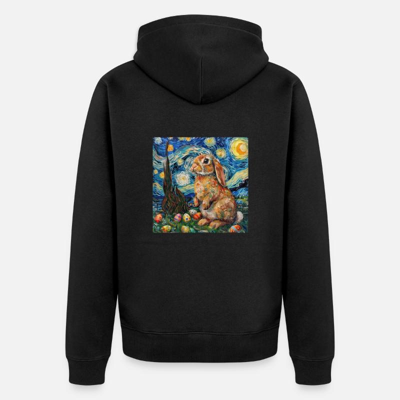 Easter Bunny, Easter, Bunny - Unisex Premium Organic Zip Hoodie - black