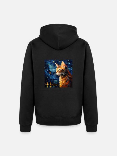 Chat, Motif De Chat - Veste à capuche bio Premium Unisexe - noir